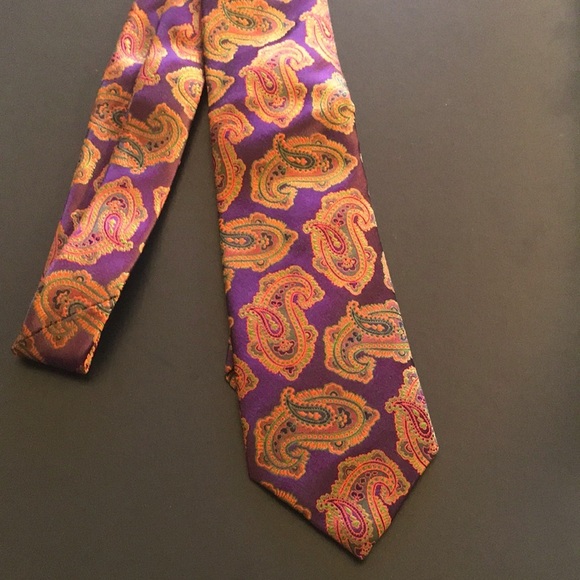 David Donahue silk tie woven inItaly handmade in USA paisley print - Picture 4 of 7